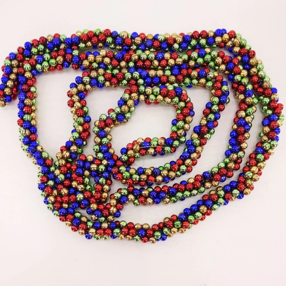 7 Foot Miniature Jingle Bell Garland Red Blue Green Gold Holiday Decor Christmas